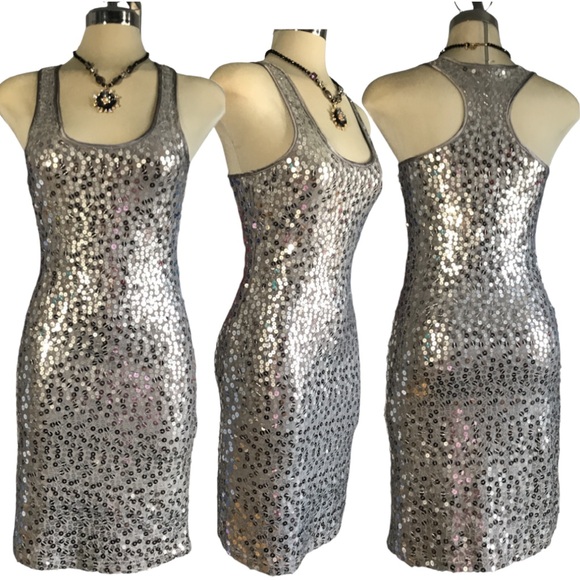 ATTITUDE  Elegant Luxury Grey and Silver Sequins Dress size 0 - Picture 1 of 16